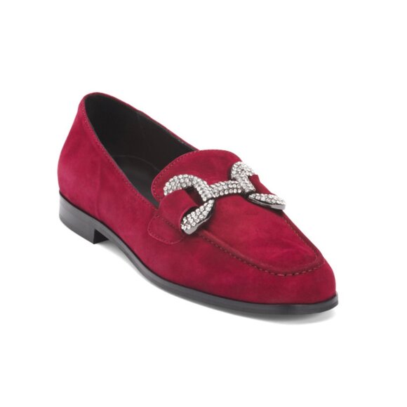 ANTICA CUOIERIA Red Made In Italy Suede Loafers With Horsebit Detail - Picture 1 of 2